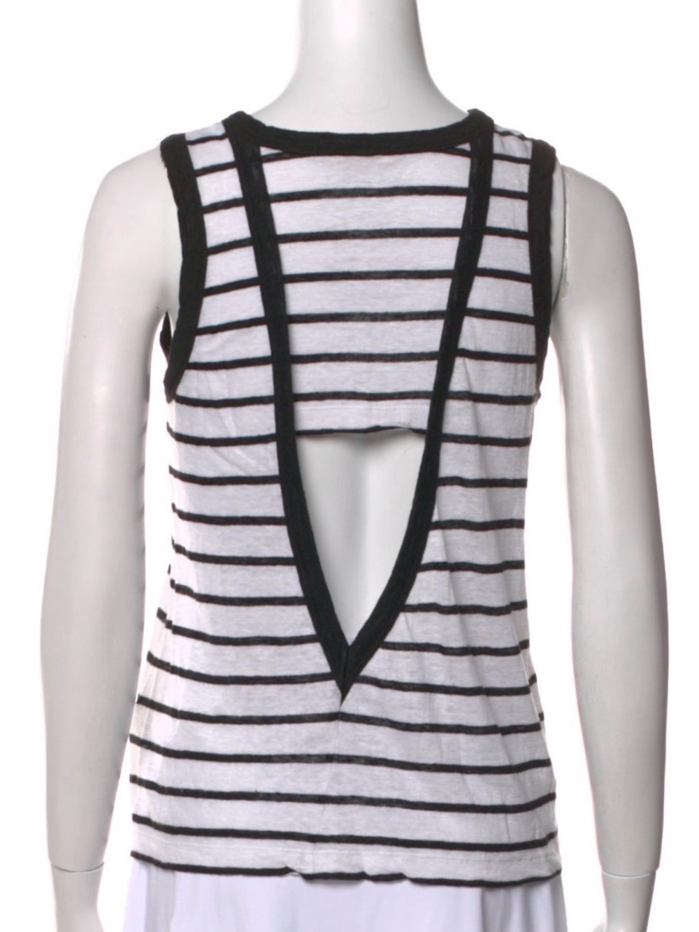A.L.C. Striped Deep V-Back Tank - White & Black